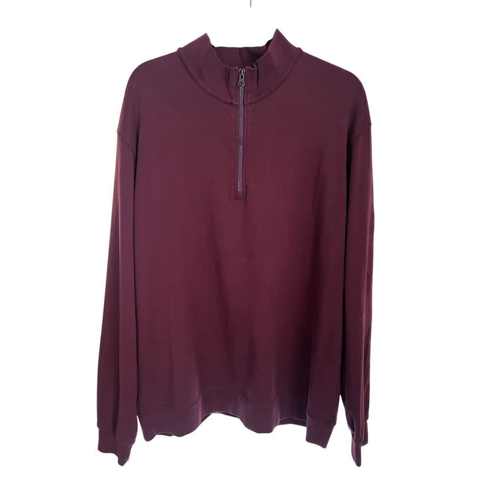 ALLEN EDMONDS QUARTER ZIP SWEATER MAROON SIZE XXL